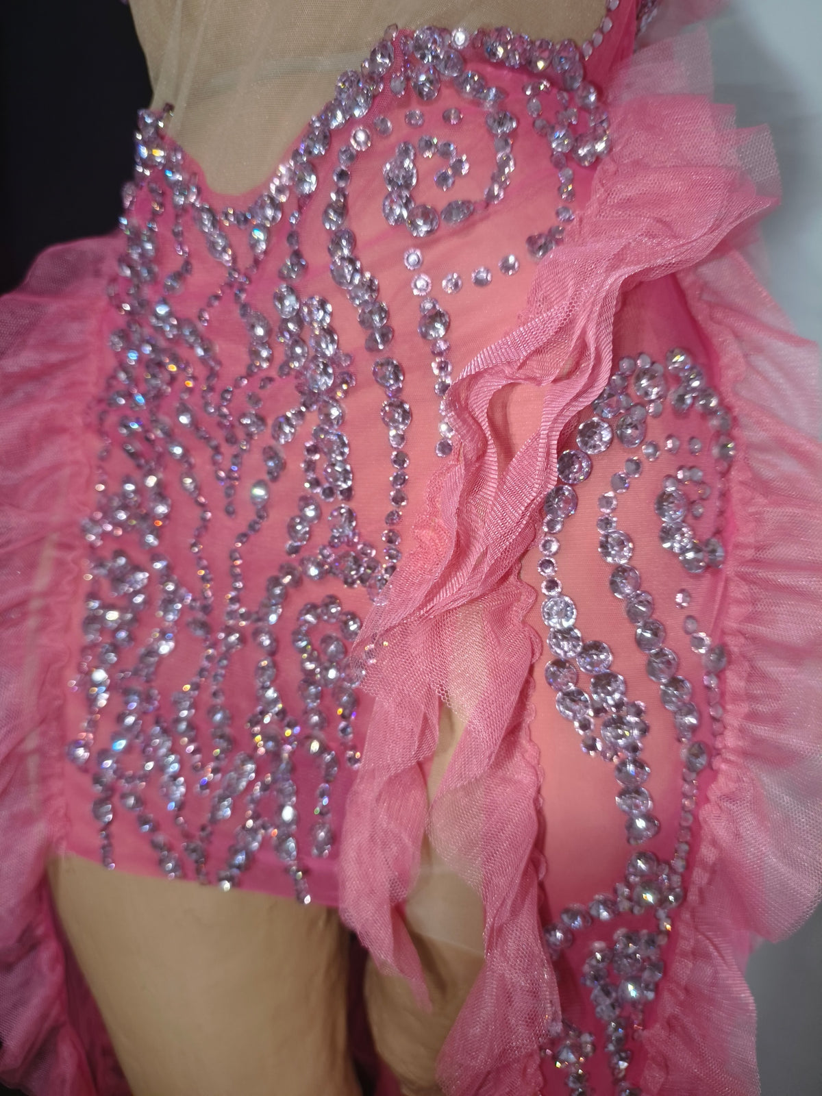 CELESINYI Mitao Crystal Pink Sweetheart Mini Dress