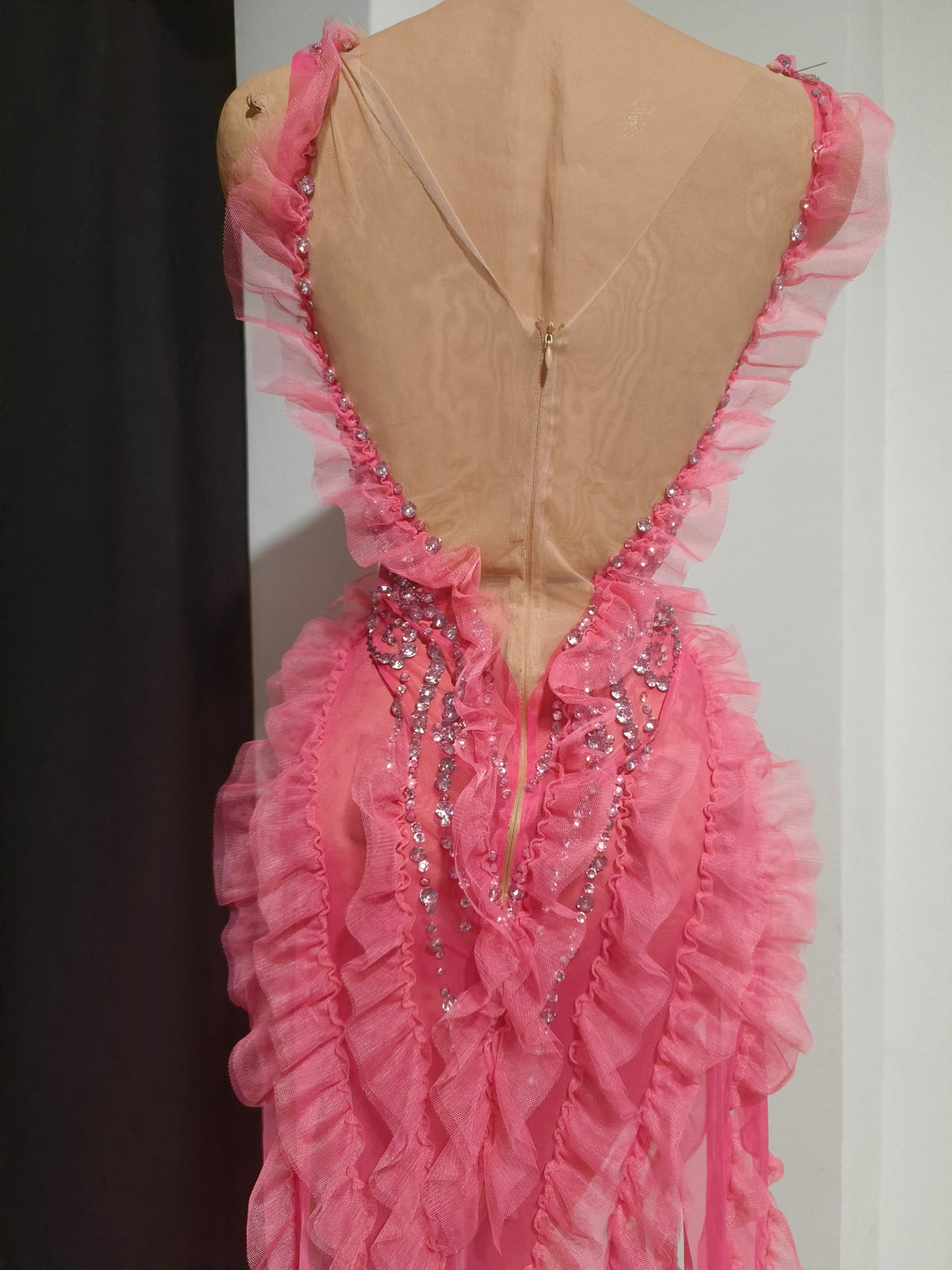 CELESINYI Mitao Crystal Pink Sweetheart Mini Dress