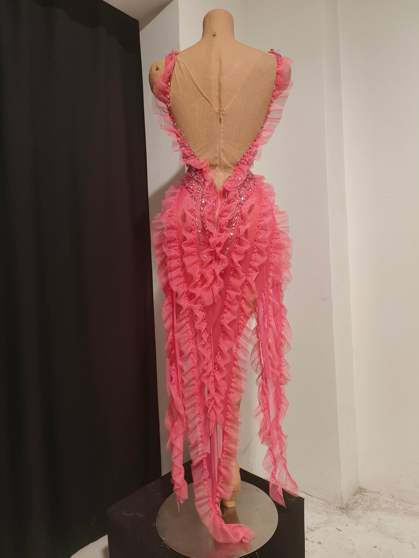 CELESINYI Mitao Crystal Pink Sweetheart Mini Dress