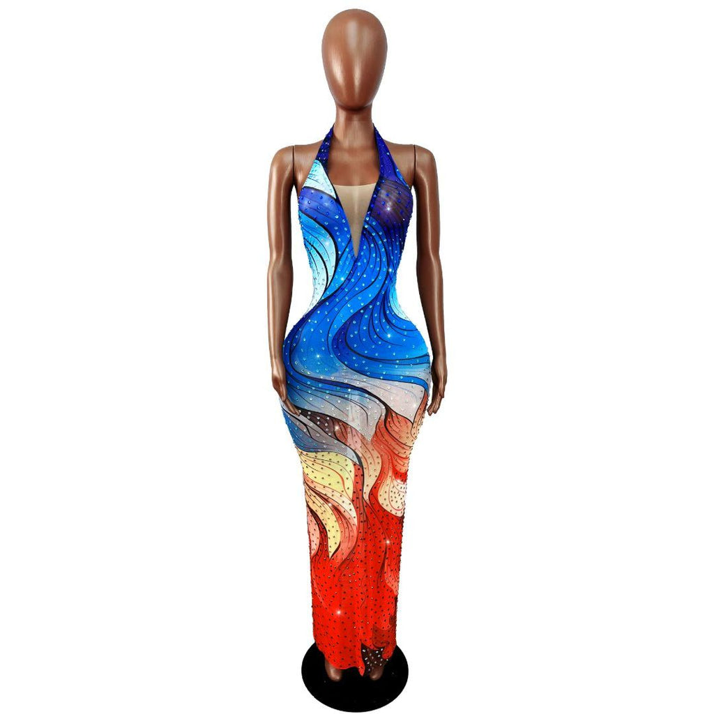 CELESINYI Shuicaihua Crystal Watercolor Gradient Gown