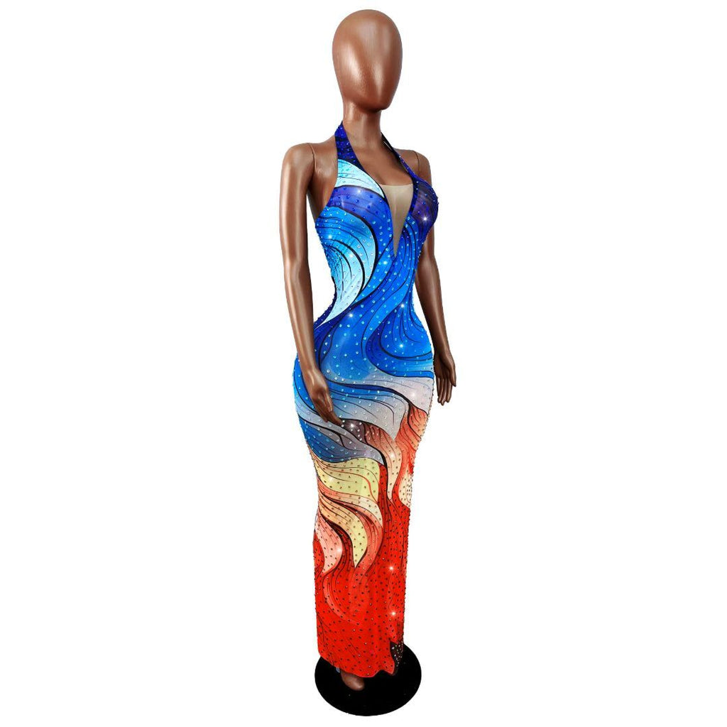 CELESINYI Shuicaihua Crystal Watercolor Gradient Gown