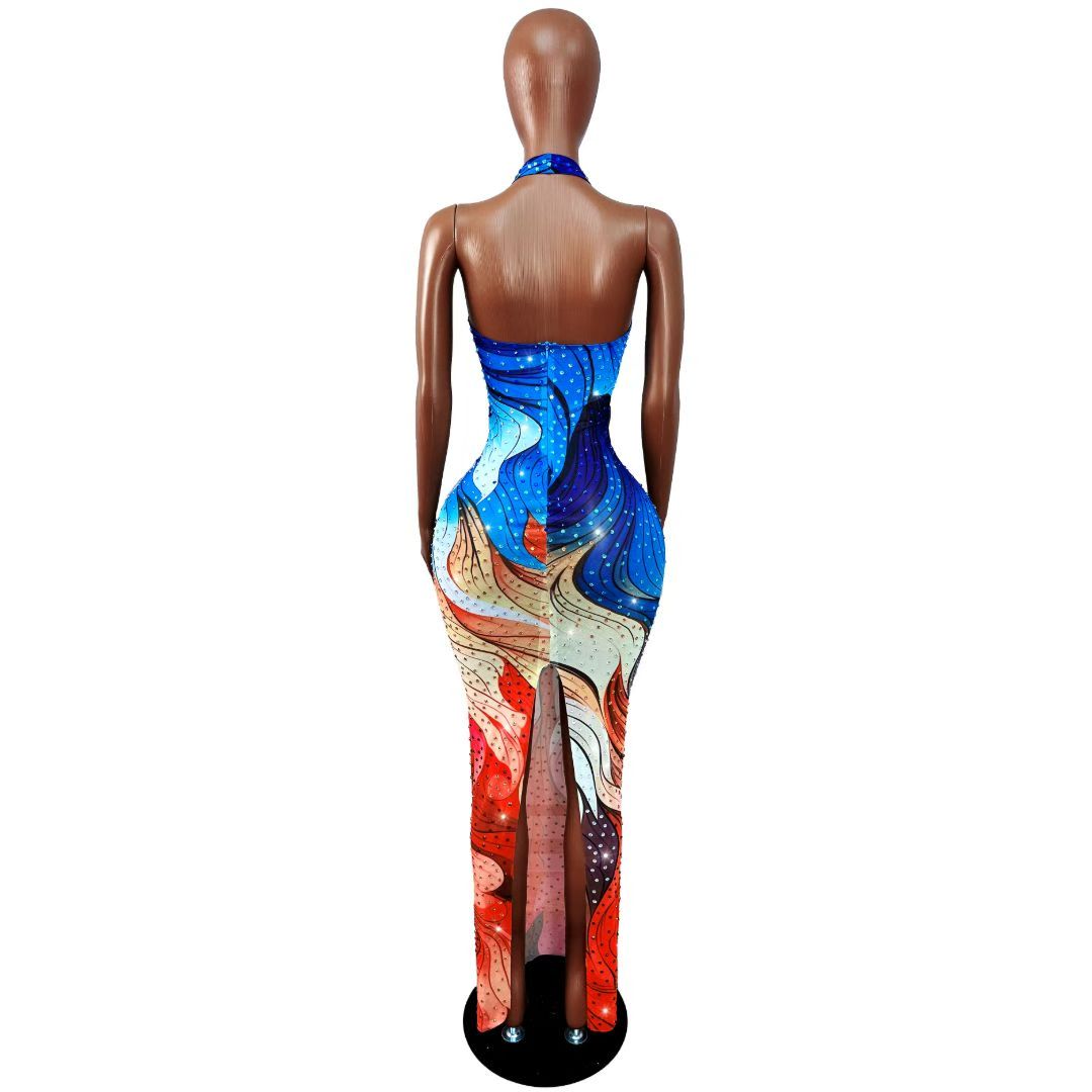 CELESINYI Shuicaihua Crystal Watercolor Gradient Gown