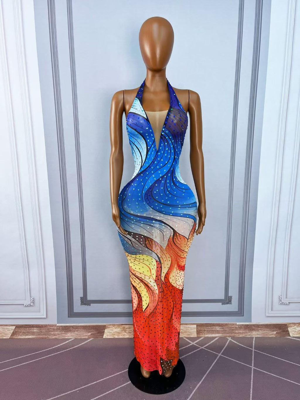 CELESINYI Shuicaihua Crystal Watercolor Gradient Gown