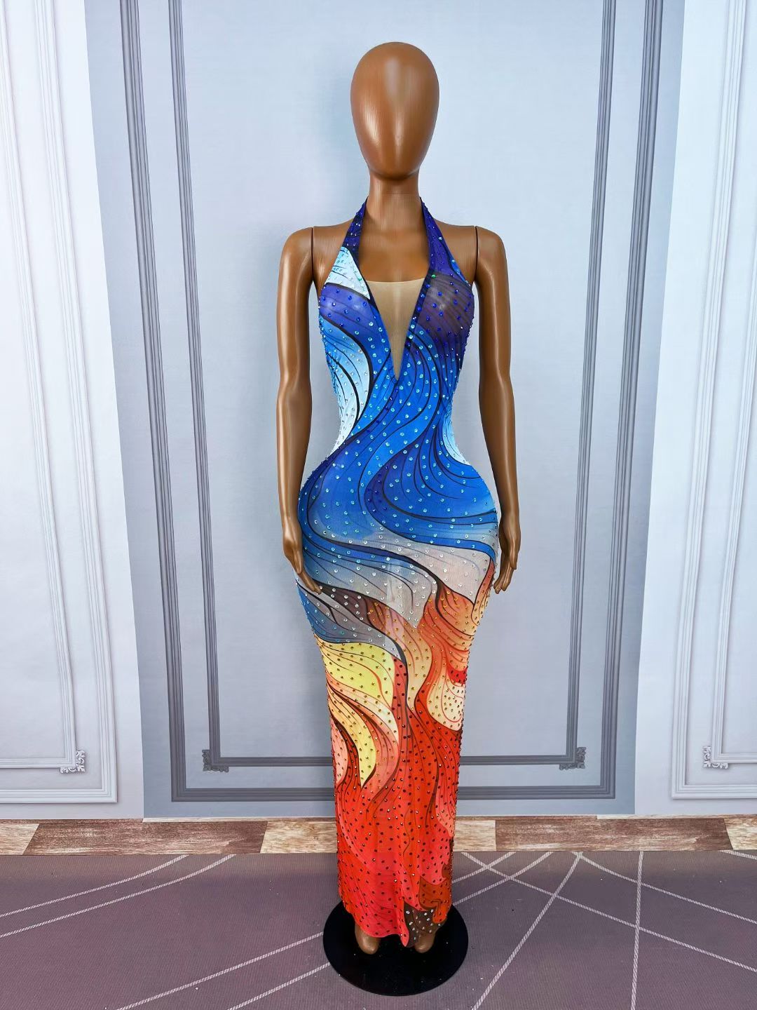 CELESINYI Shuicaihua Crystal Watercolor Gradient Gown