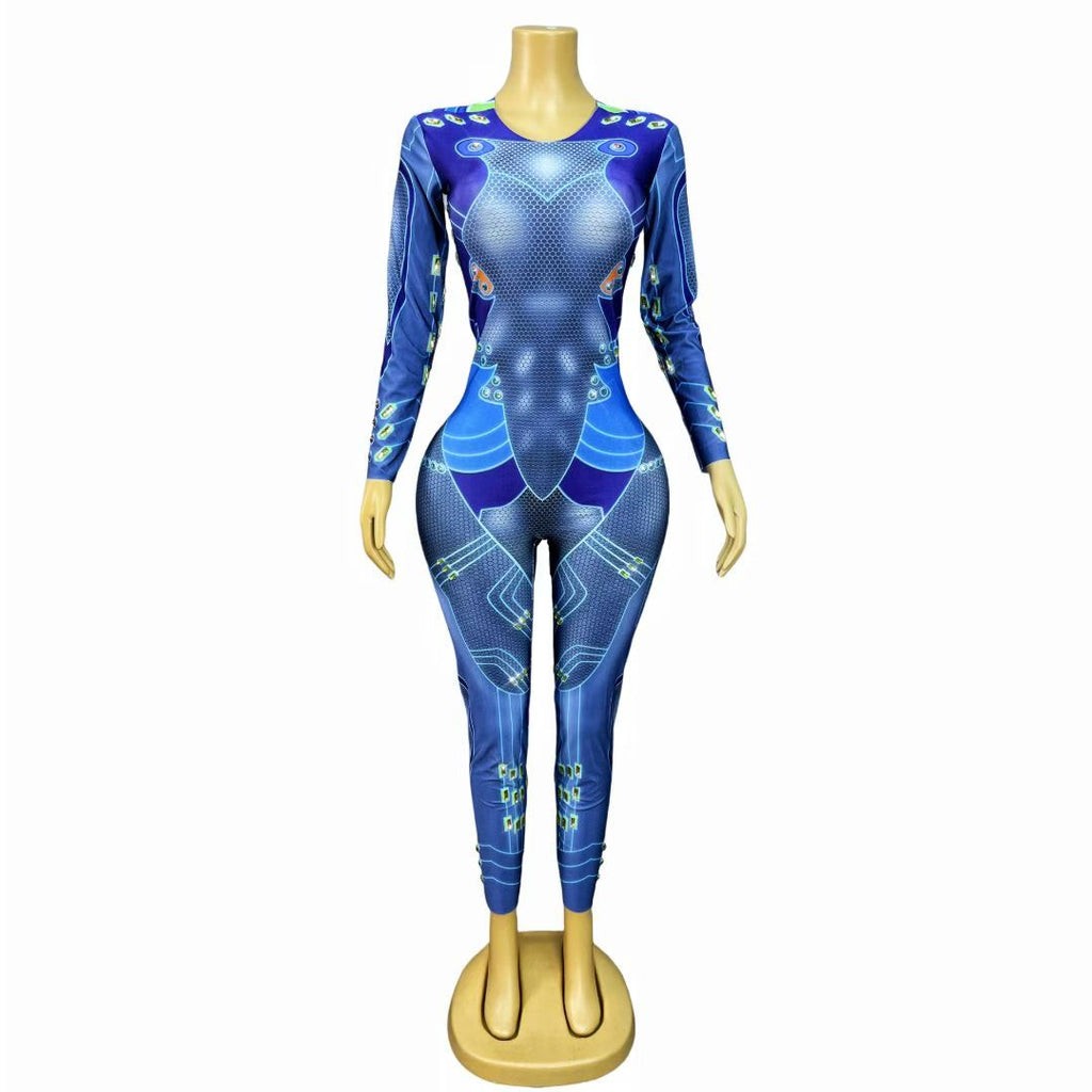 CELESINYI Saibo Crystal Cyber Circuit Catsuit