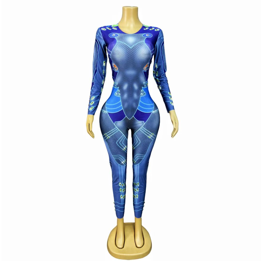 CELESINYI Saibo Crystal Cyber Circuit Catsuit