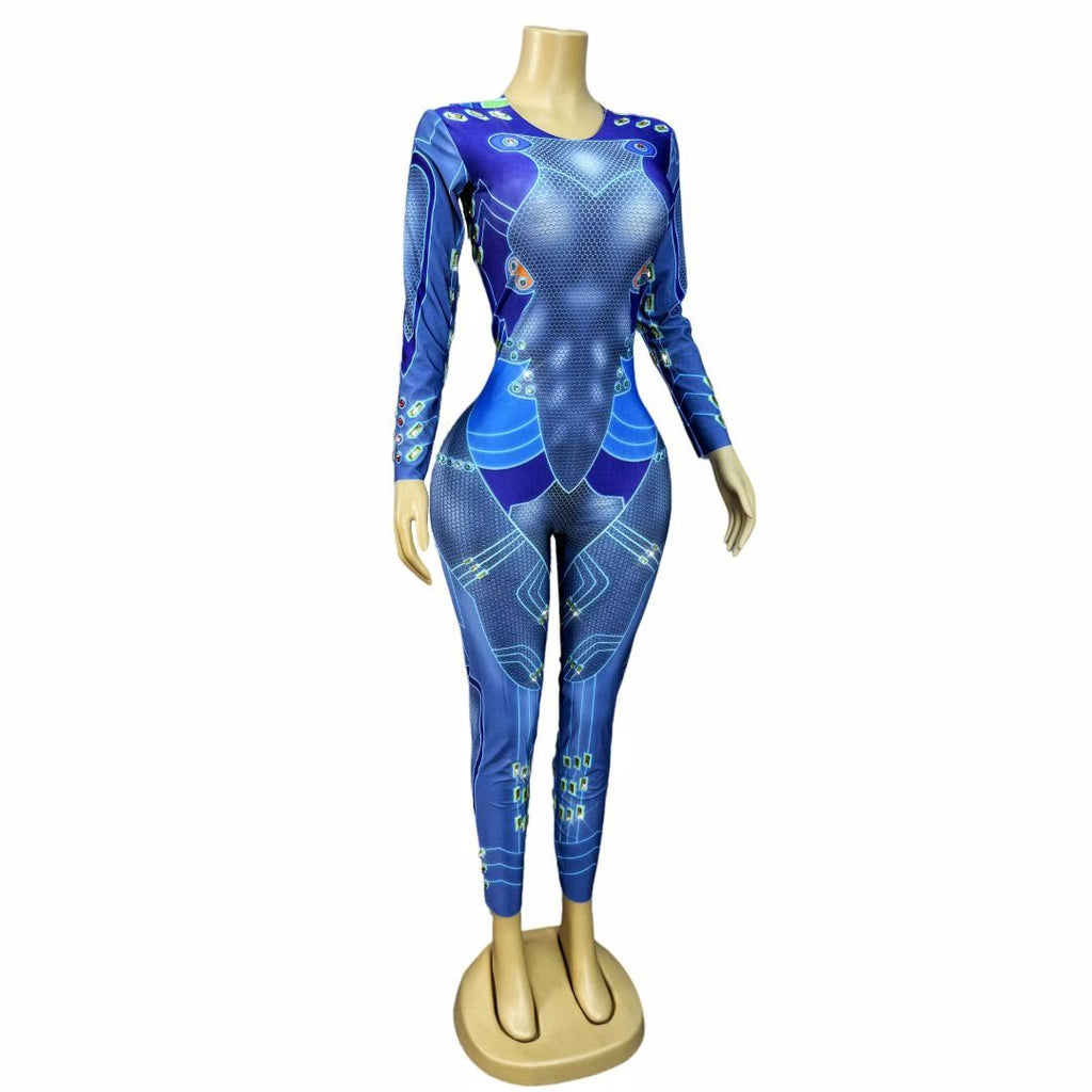 CELESINYI Saibo Crystal Cyber Circuit Catsuit