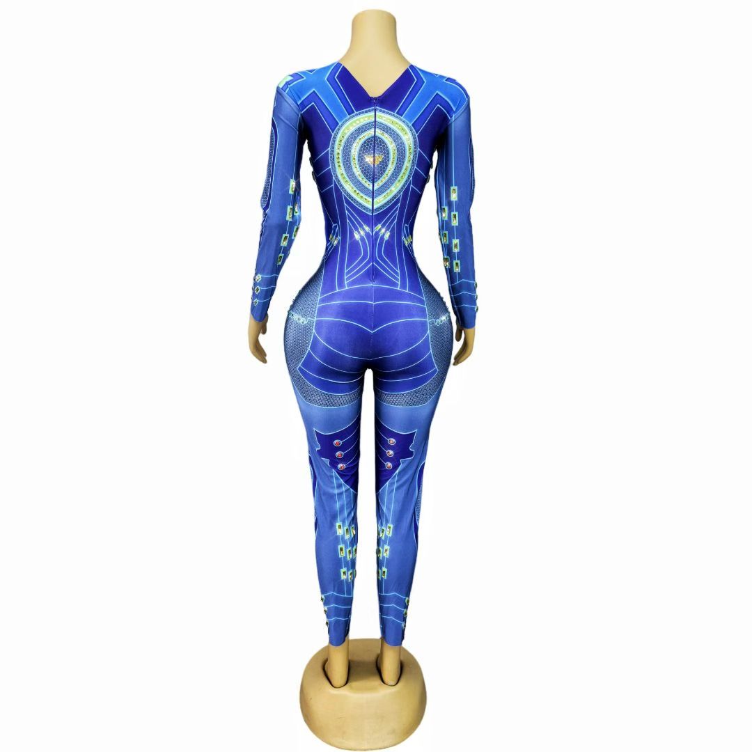 CELESINYI Saibo Crystal Cyber Circuit Catsuit