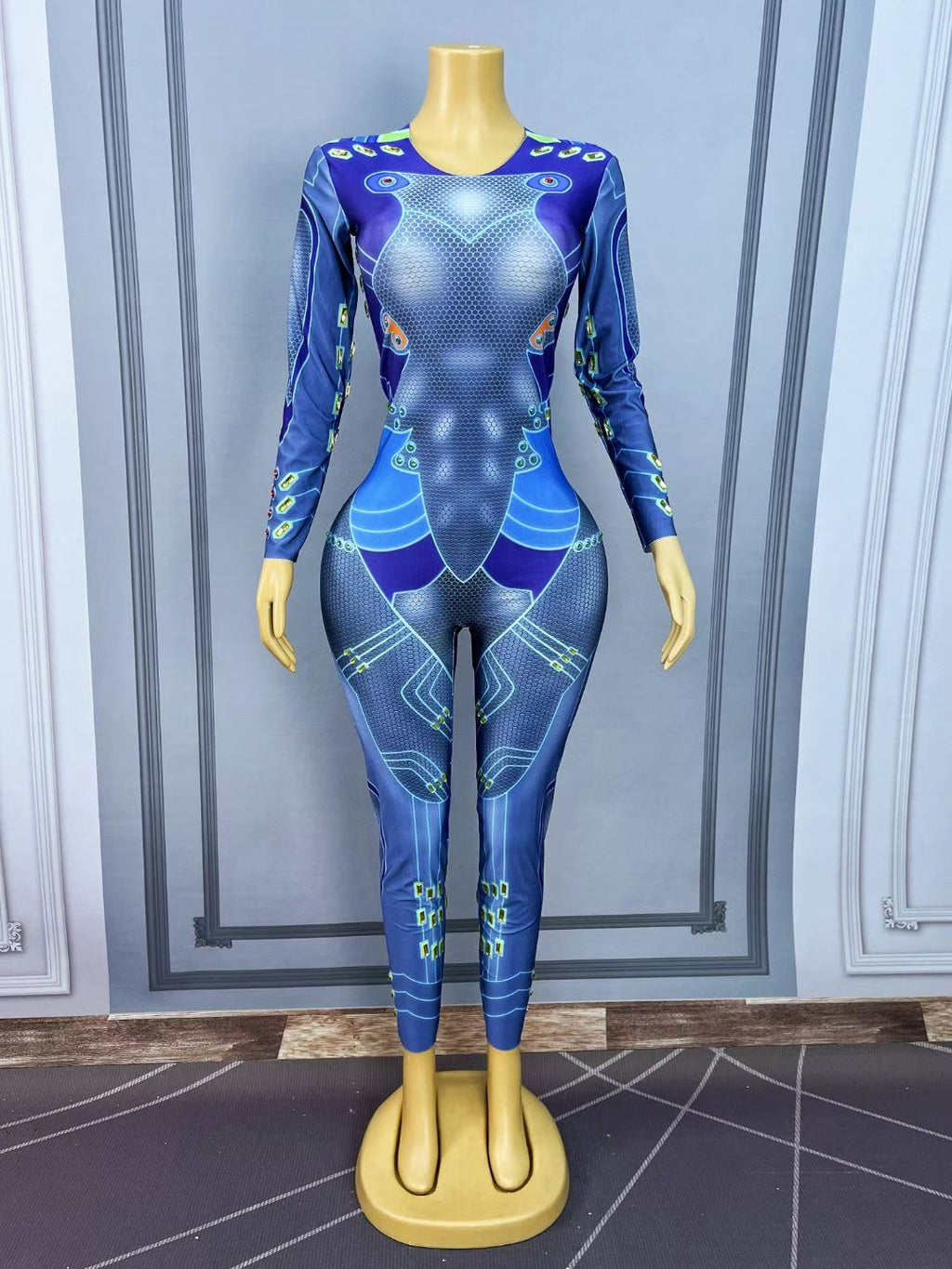 CELESINYI Saibo Crystal Cyber Circuit Catsuit