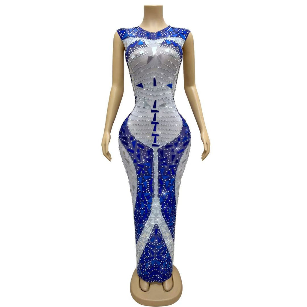 CELESINYI Liangpianmaitian Crystal Geometric Mirror Gown