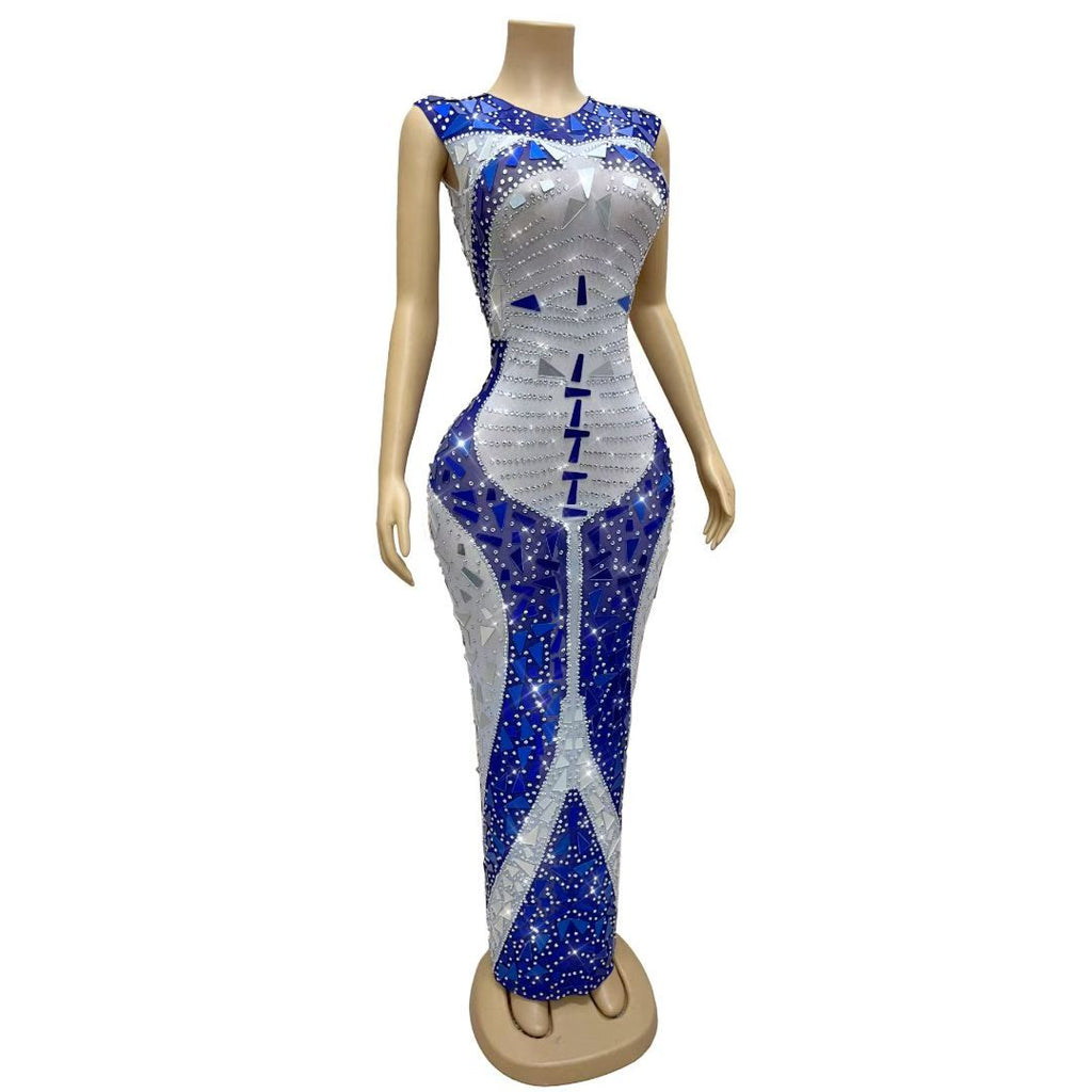 CELESINYI Liangpianmaitian Crystal Geometric Mirror Gown