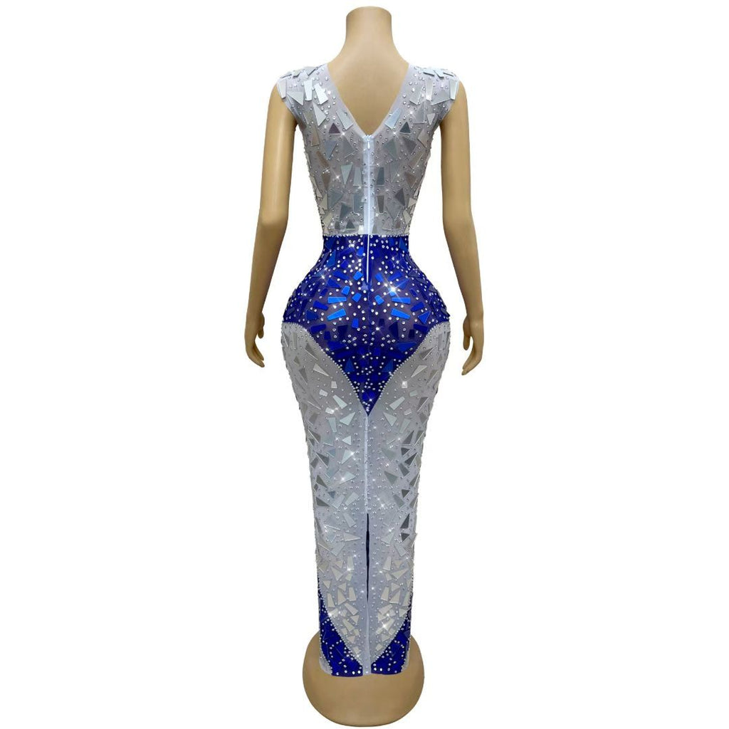 CELESINYI Liangpianmaitian Crystal Geometric Mirror Gown