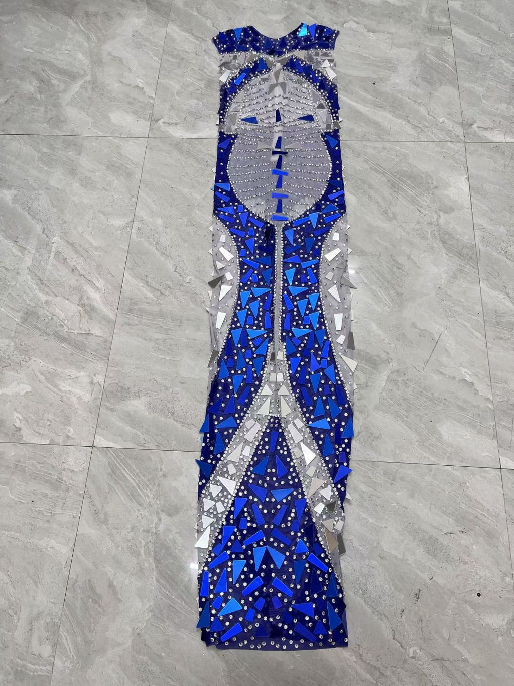 CELESINYI Liangpianmaitian Crystal Geometric Mirror Gown