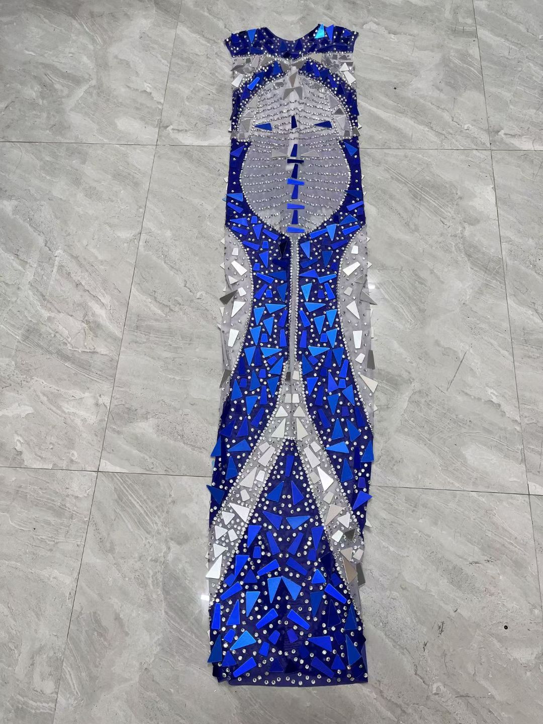CELESINYI Liangpianmaitian Crystal Geometric Mirror Gown