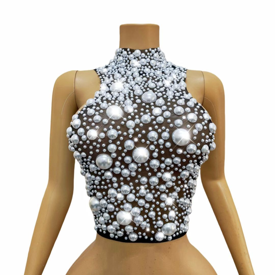CELESINYI Dazhu Crystal Black Pearl Bodysuit