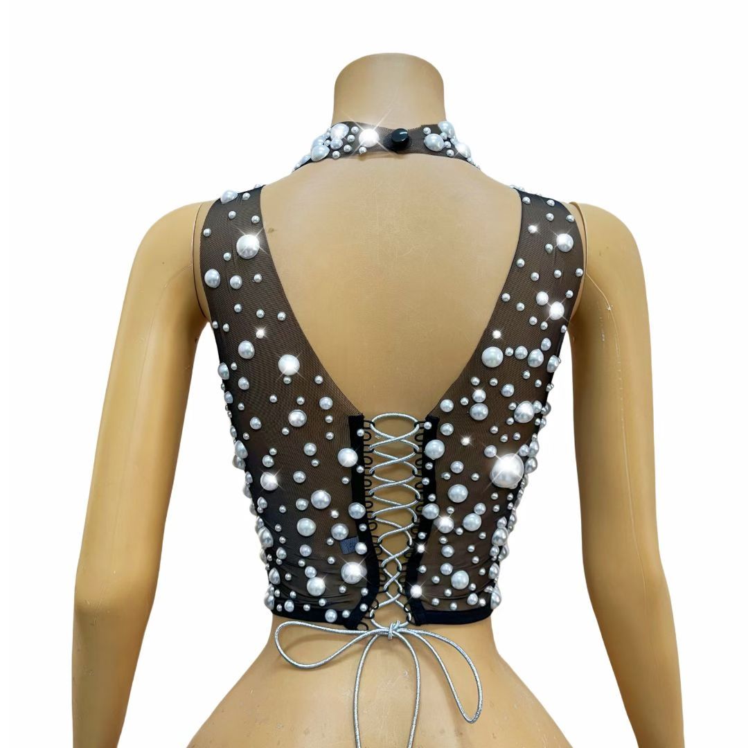 CELESINYI Dazhu Crystal Black Pearl Bodysuit