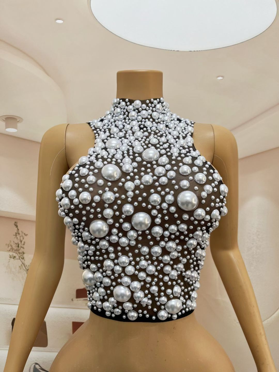 CELESINYI Dazhu Crystal Black Pearl Bodysuit