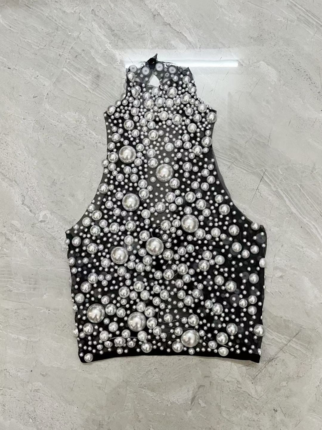 CELESINYI Dazhu Crystal Black Pearl Bodysuit