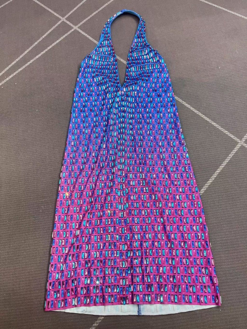 CELESINYI Binghuojia Crystal Gradient Mini Dress