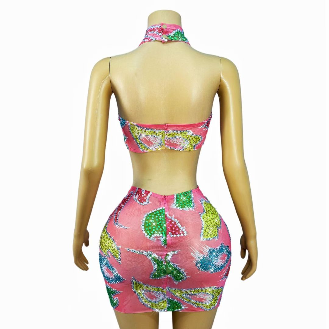 CELESINYI Bianlitie Crystal Color Block Two-Piece Set