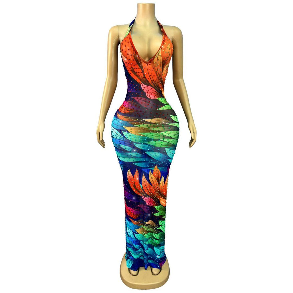 CELESINYI Duocaiye Crystal Leaf Gradient Gown