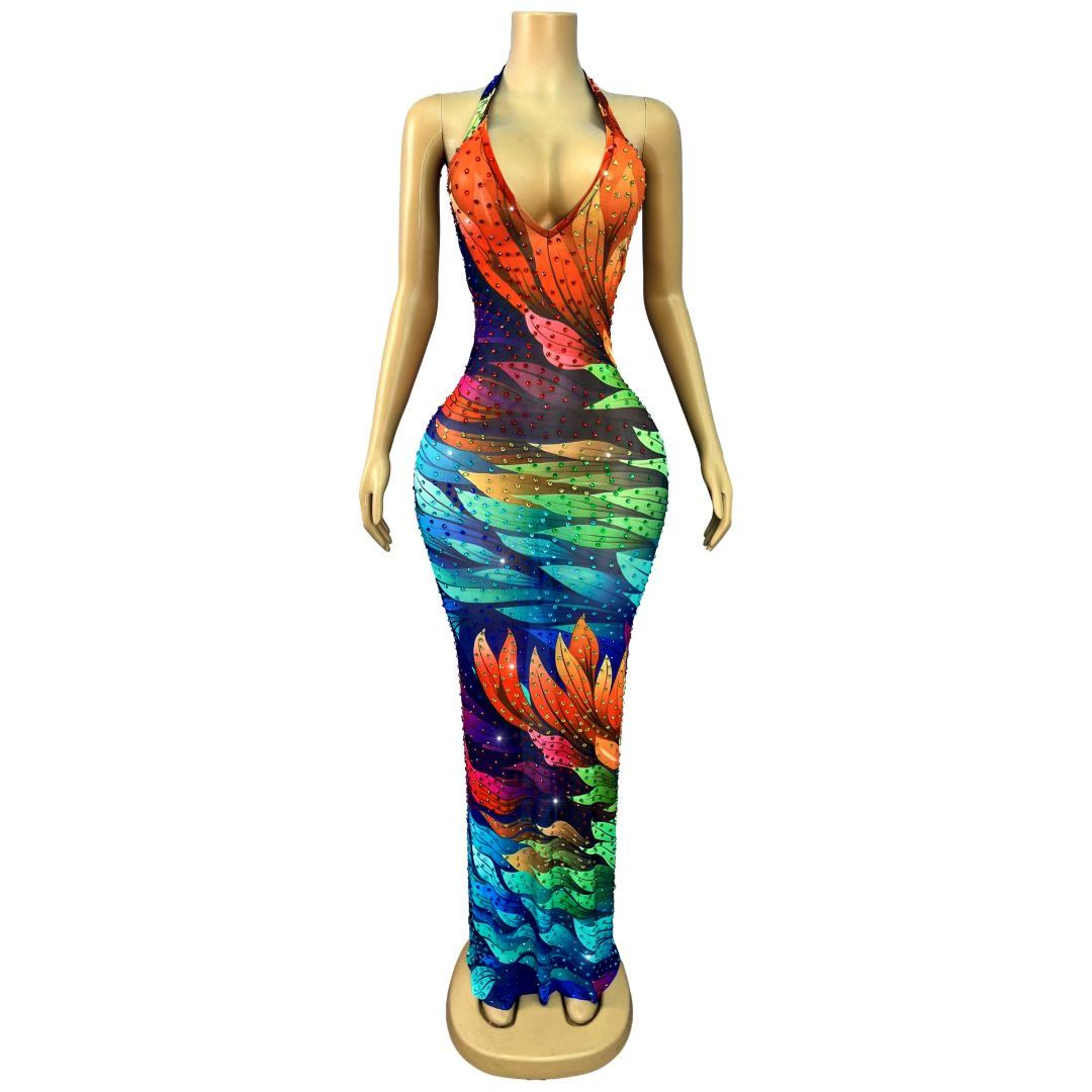 CELESINYI Duocaiye Crystal Leaf Gradient Gown
