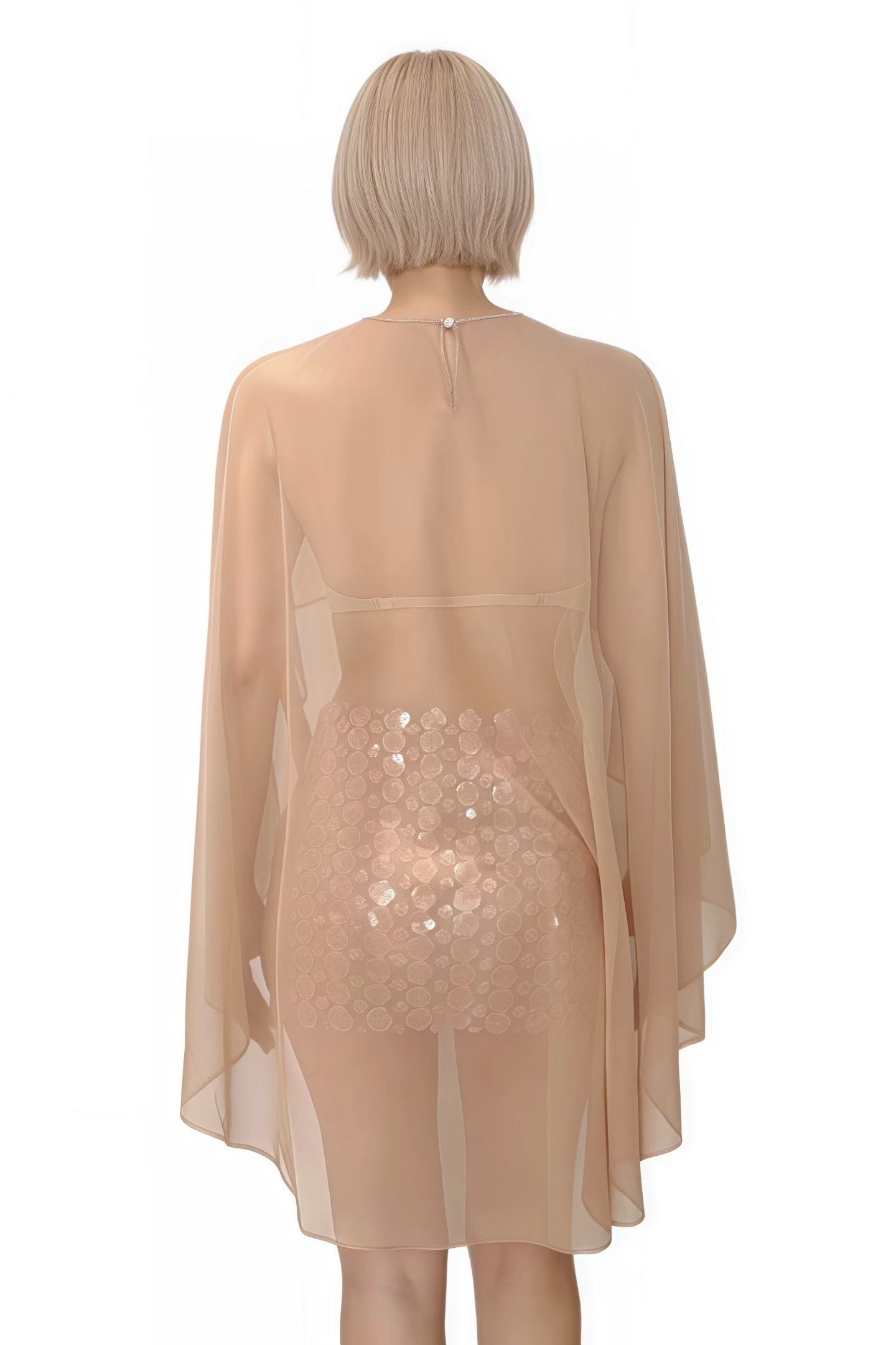 CELESINYI Chuju Dusty Pink Floral Cape Top Set