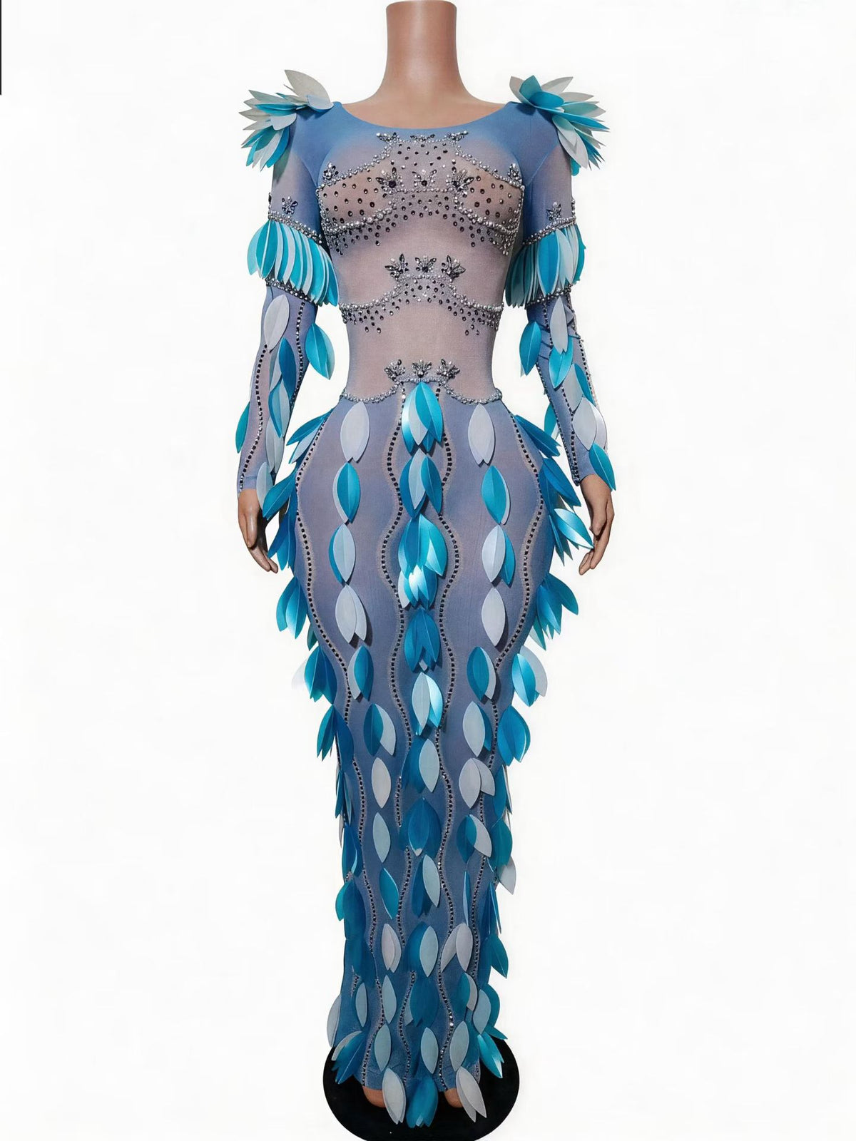 CELESINYI Zhixia Crystal Pink Feather Mermaid Gown (Long)