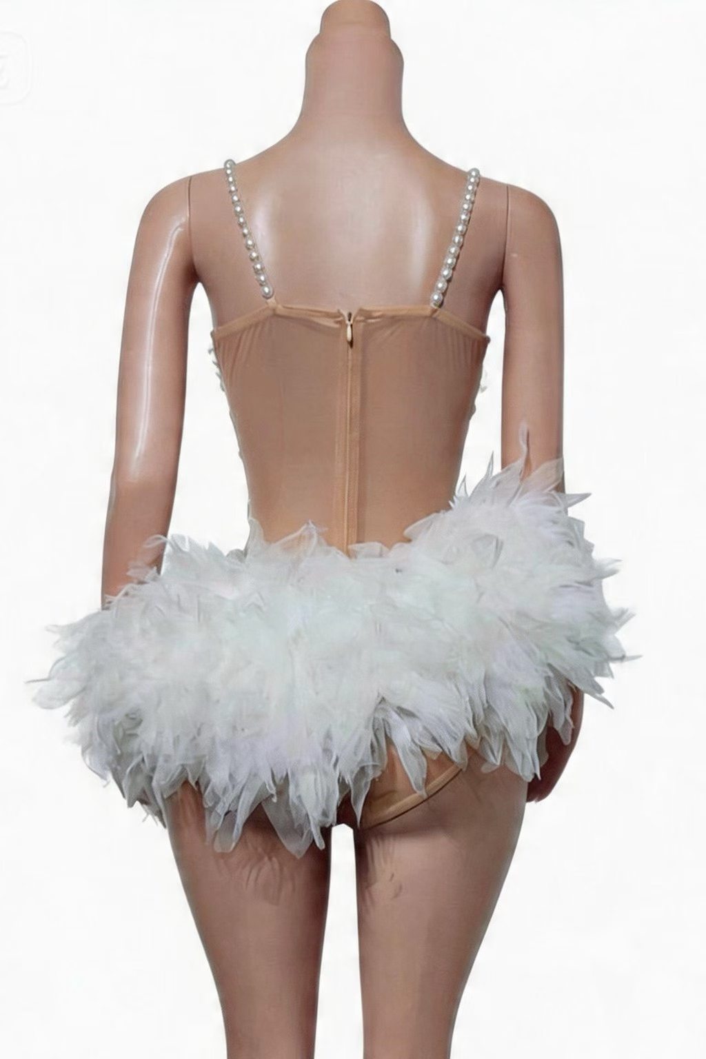 CELESINYI Bingcha Crystal Pearl Ballet Mini Dress