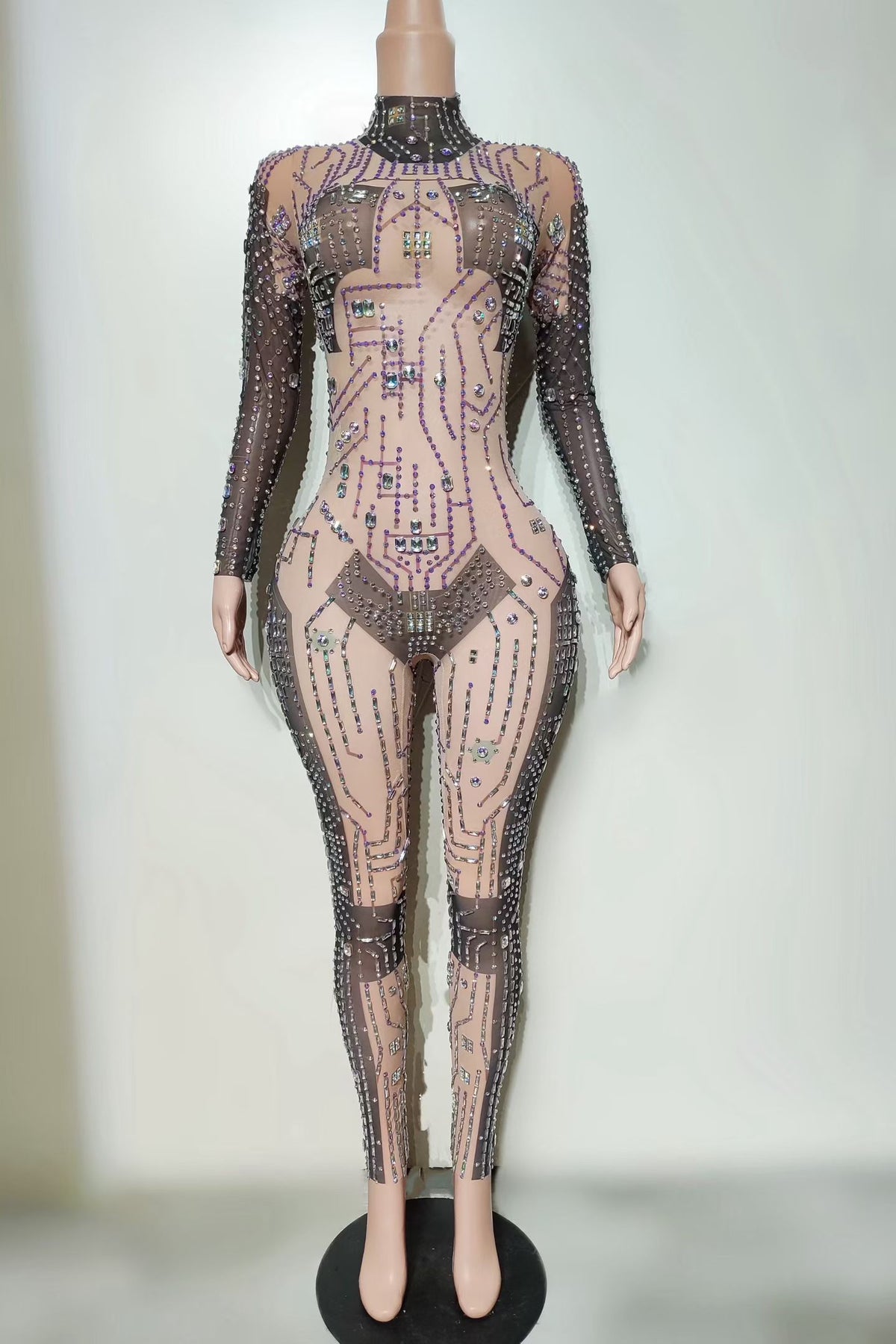 CELESINYI Qimiao Crystal Circuit Sparkle Catsuit