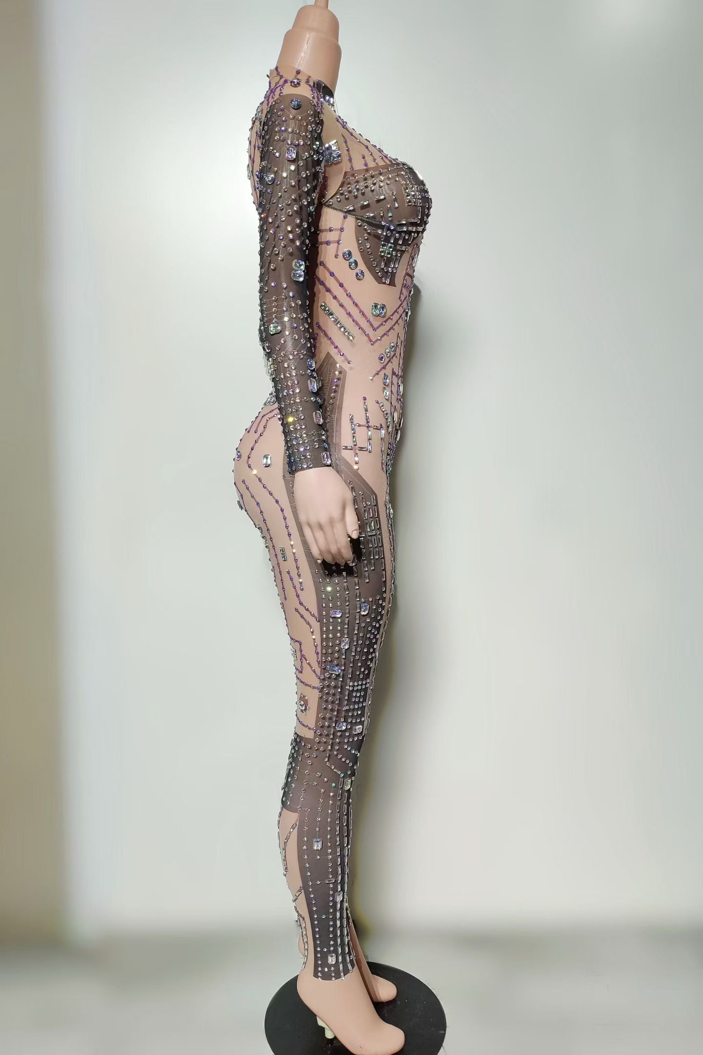 CELESINYI Qimiao Crystal Circuit Sparkle Catsuit