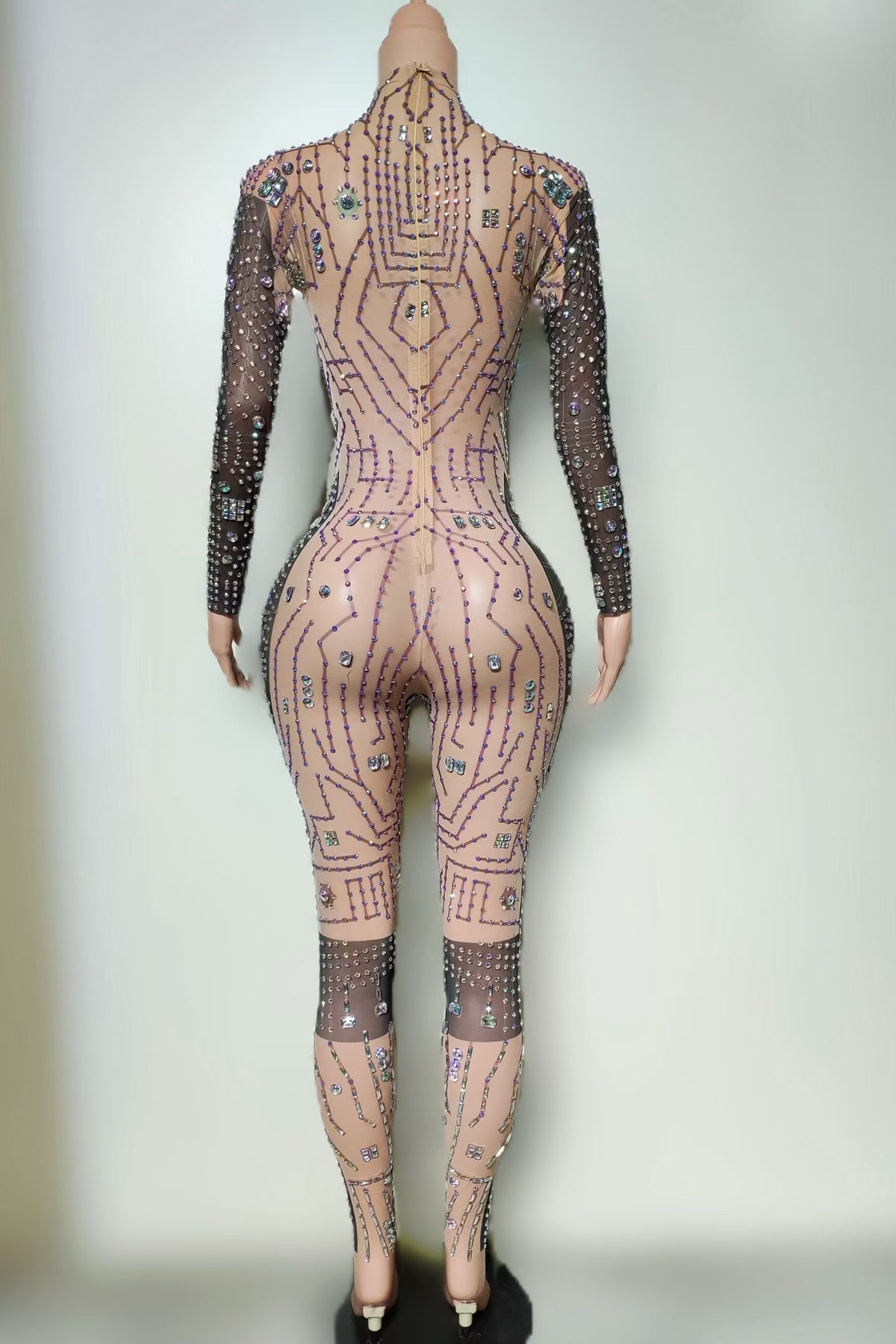 CELESINYI Qimiao Crystal Circuit Sparkle Catsuit