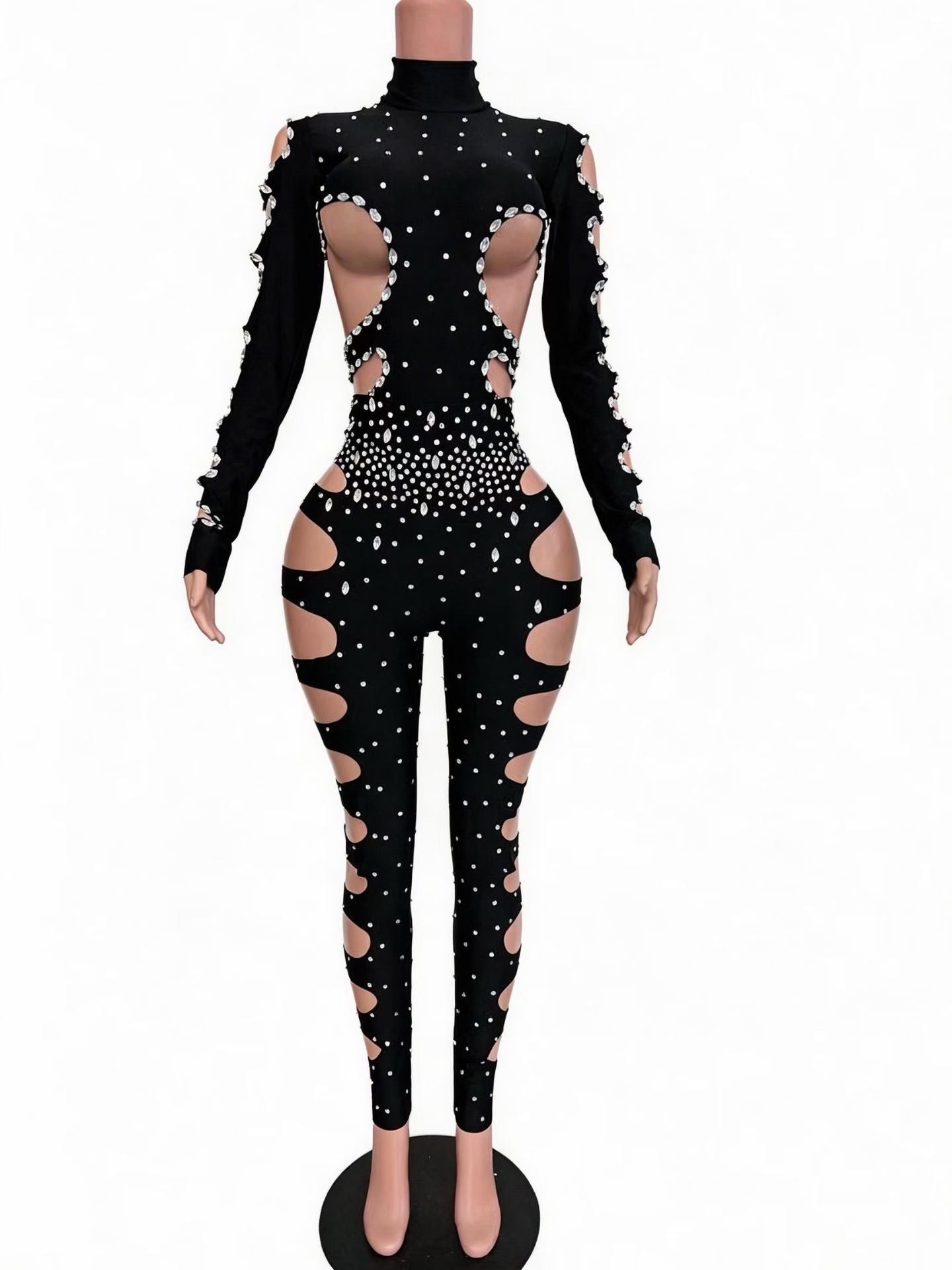 CELESINYI Zhujie Crystal Cutout Sequin Pants