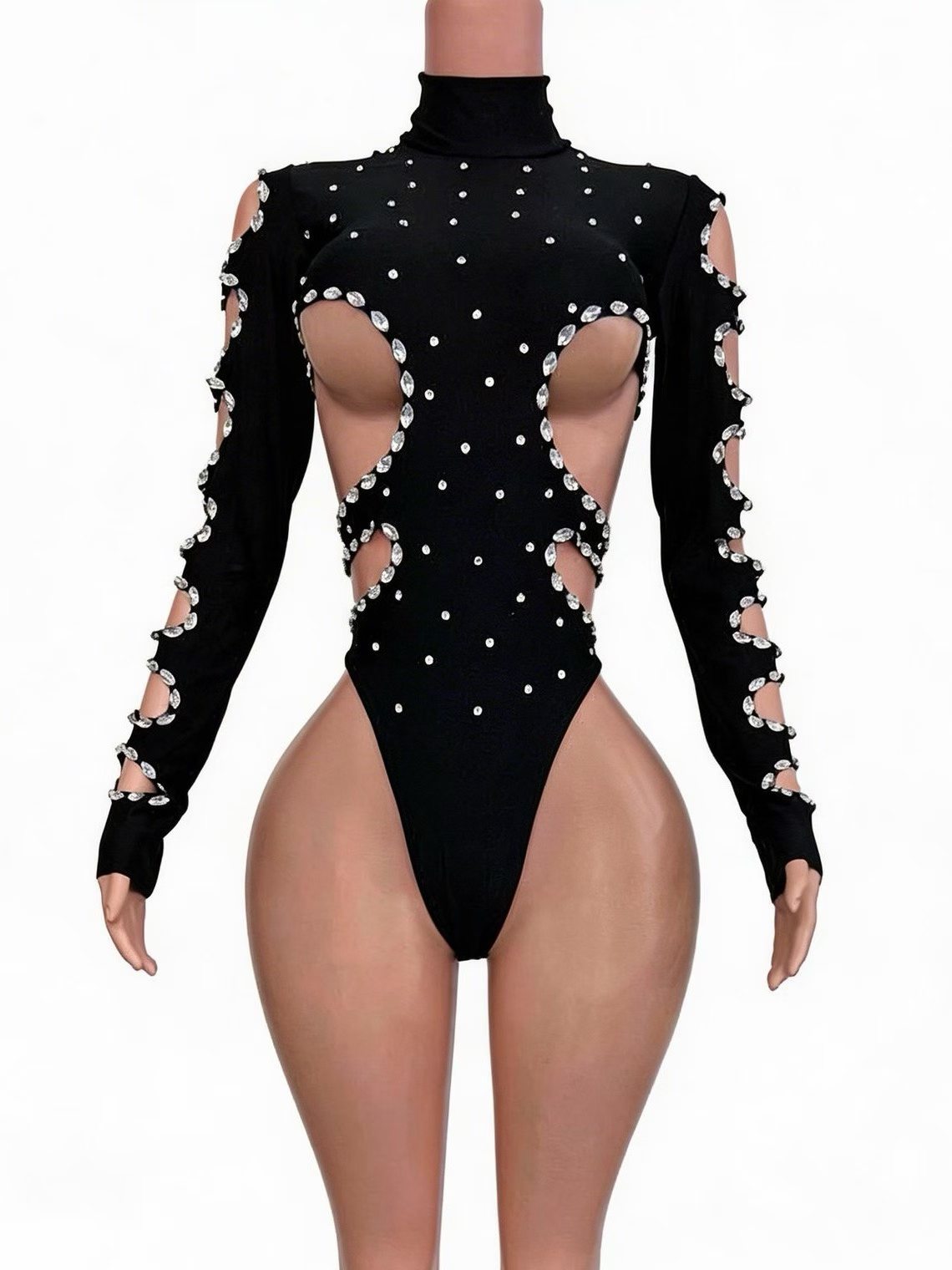 CELESINYI Zhujie Crystal Cutout Sequin Pants