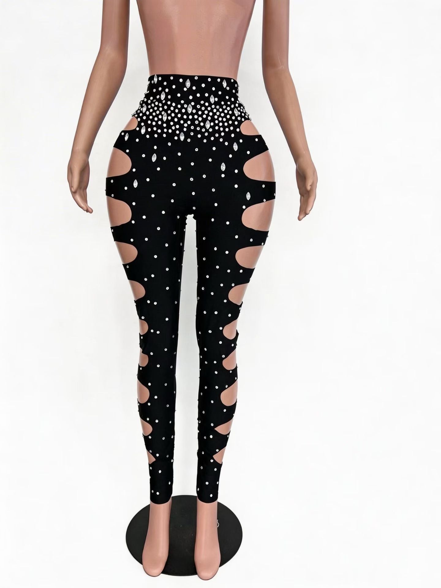 CELESINYI Zhujie Crystal Cutout Sequin Pants