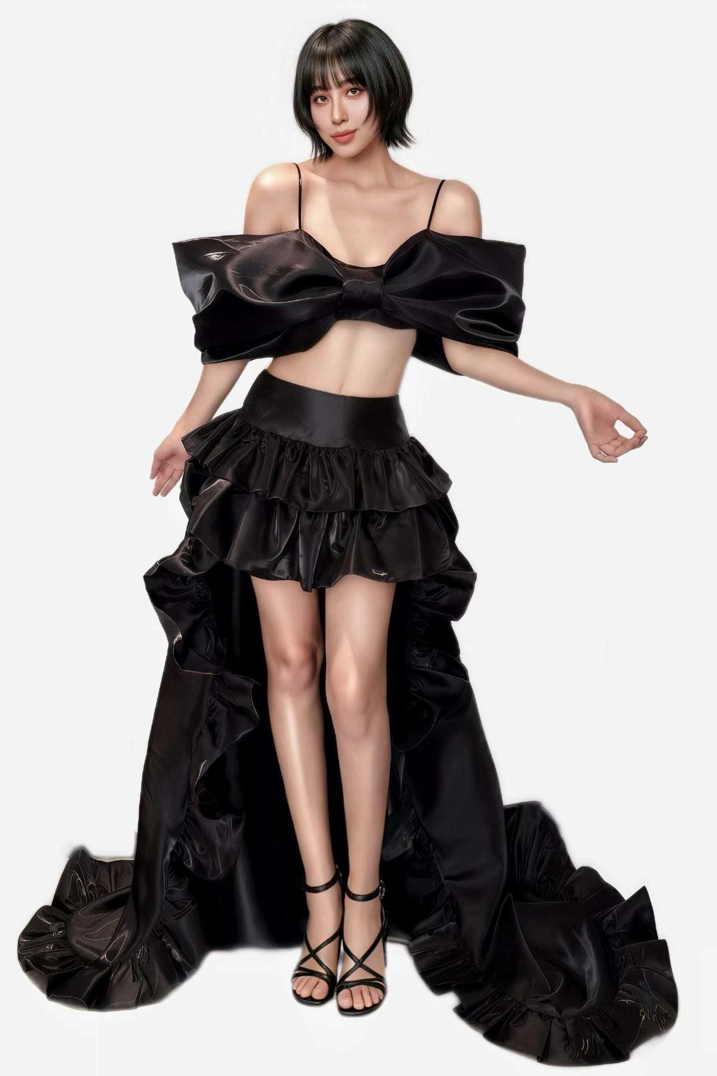 CELESINYI Hudiejie Crystal Bow Corset Ball Gown Set