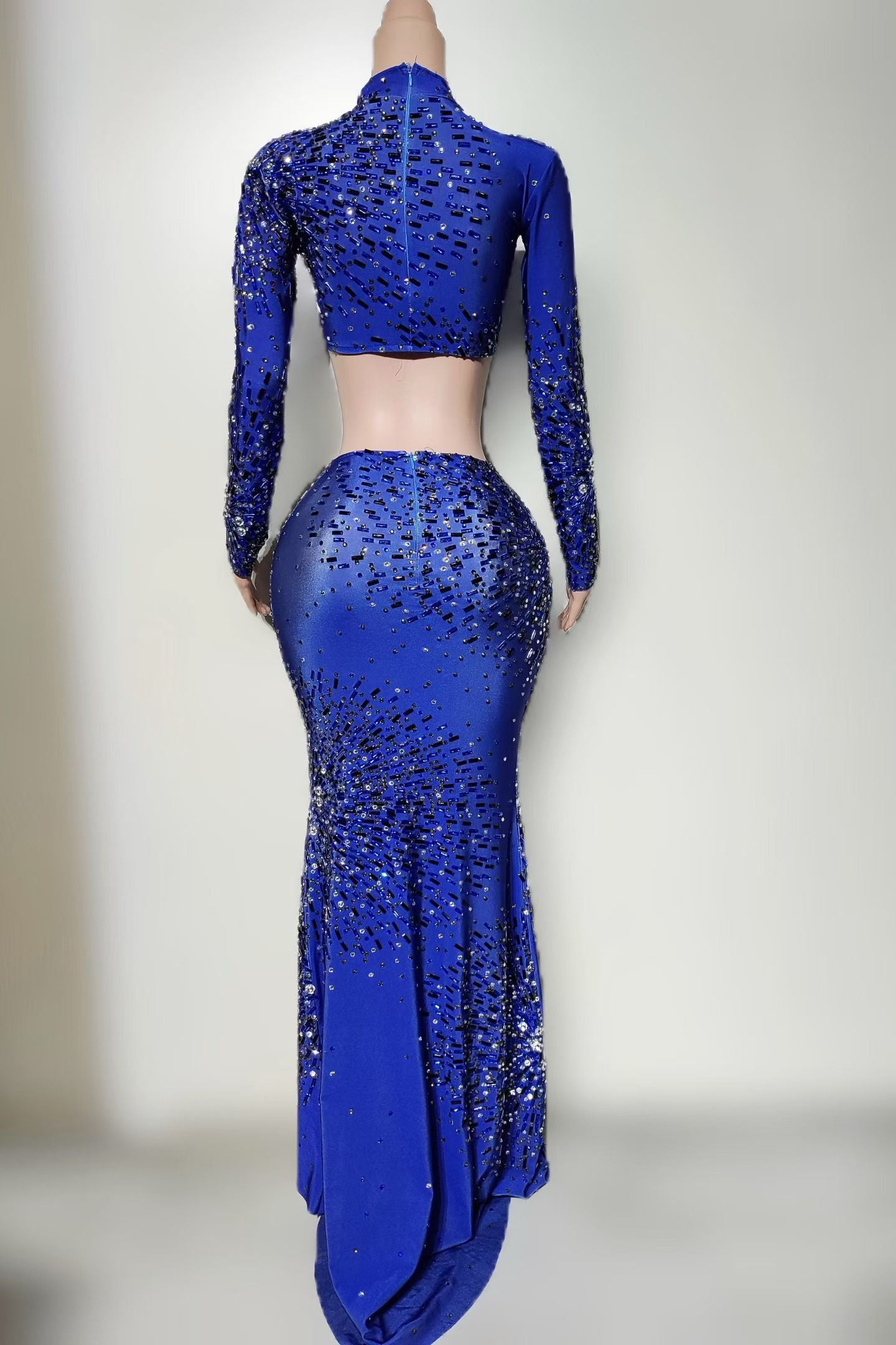CELESINYI Meihuo Crystal Royal Blue Two-Piece Set