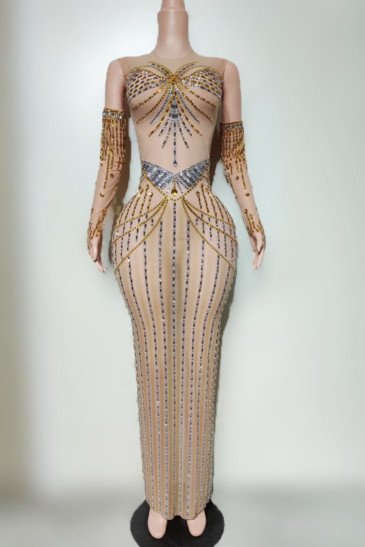 CELESINYI Gesheng Crystal Illusion Glove Gown