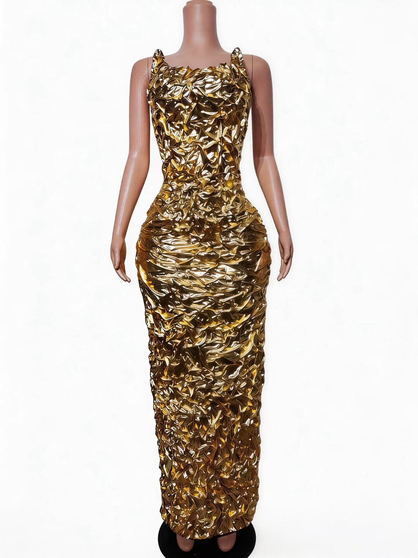 CELESINYI Jiangbei Crystal Gold Foil Gown