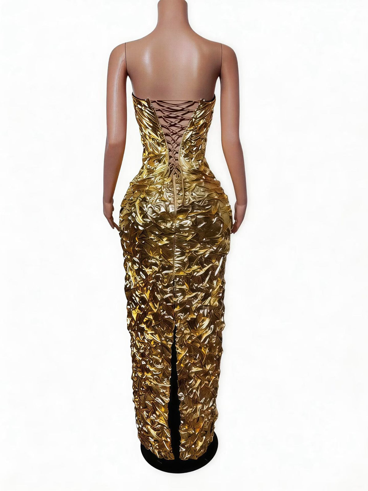 CELESINYI Jiangbei Crystal Gold Foil Gown