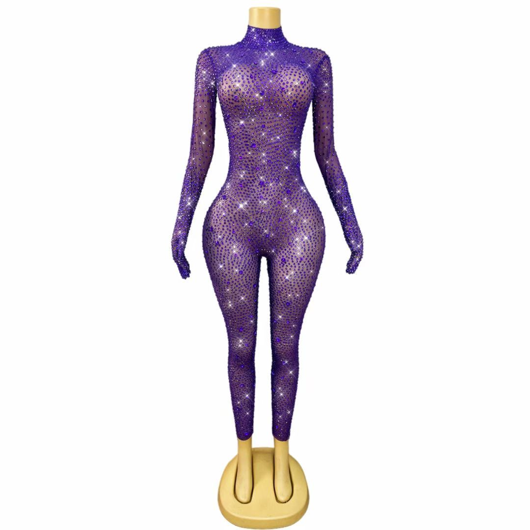 CELESINYI Shizuan Crystal Deep Purple Jumpsuit