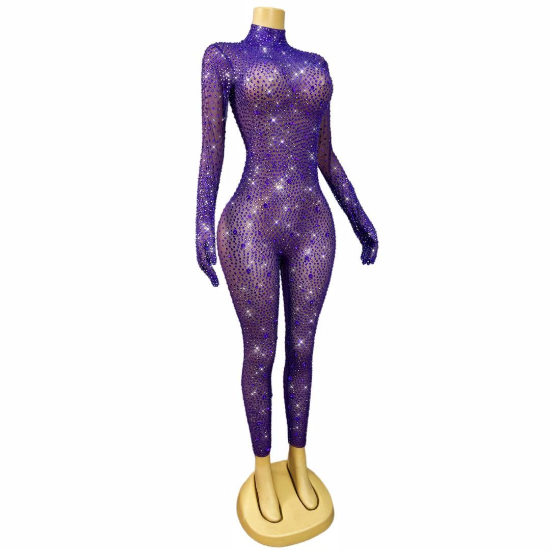 CELESINYI Shizuan Crystal Deep Purple Jumpsuit
