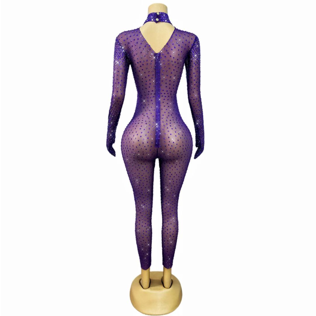 CELESINYI Shizuan Crystal Deep Purple Jumpsuit