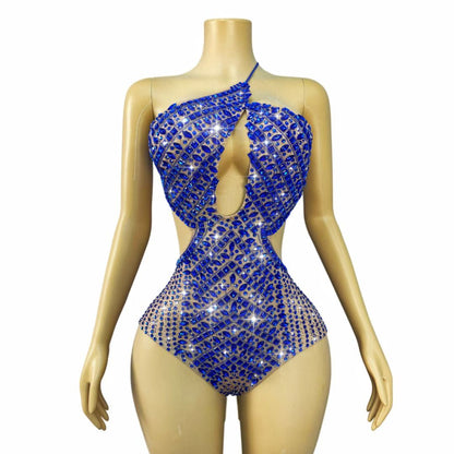 CELESINYI Lanjing Crystal Royal Blue Leotard