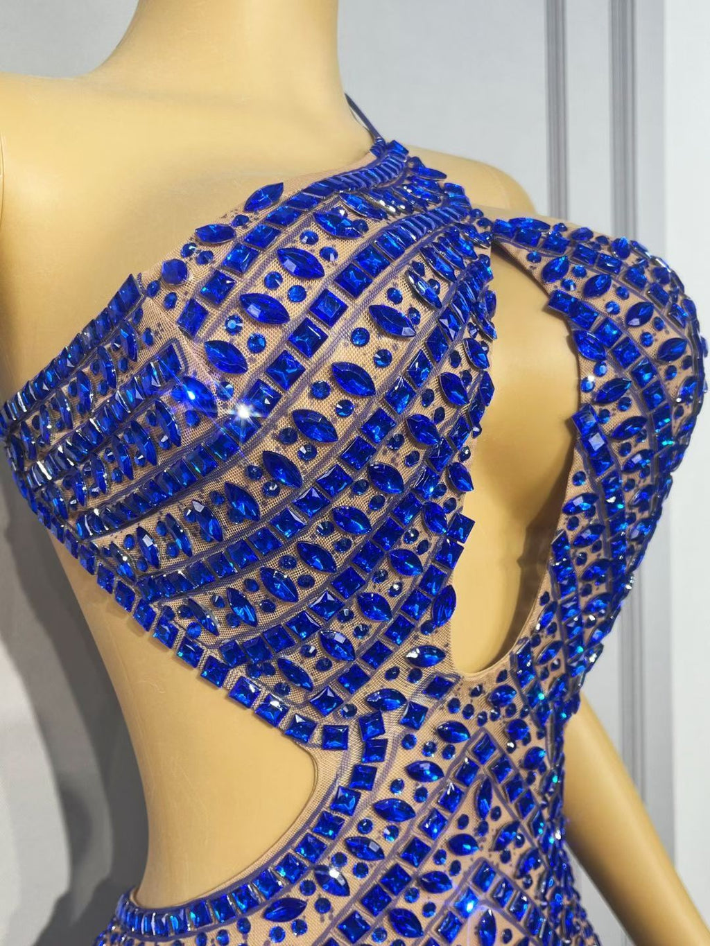 CELESINYI Lanjing Crystal Royal Blue Leotard
