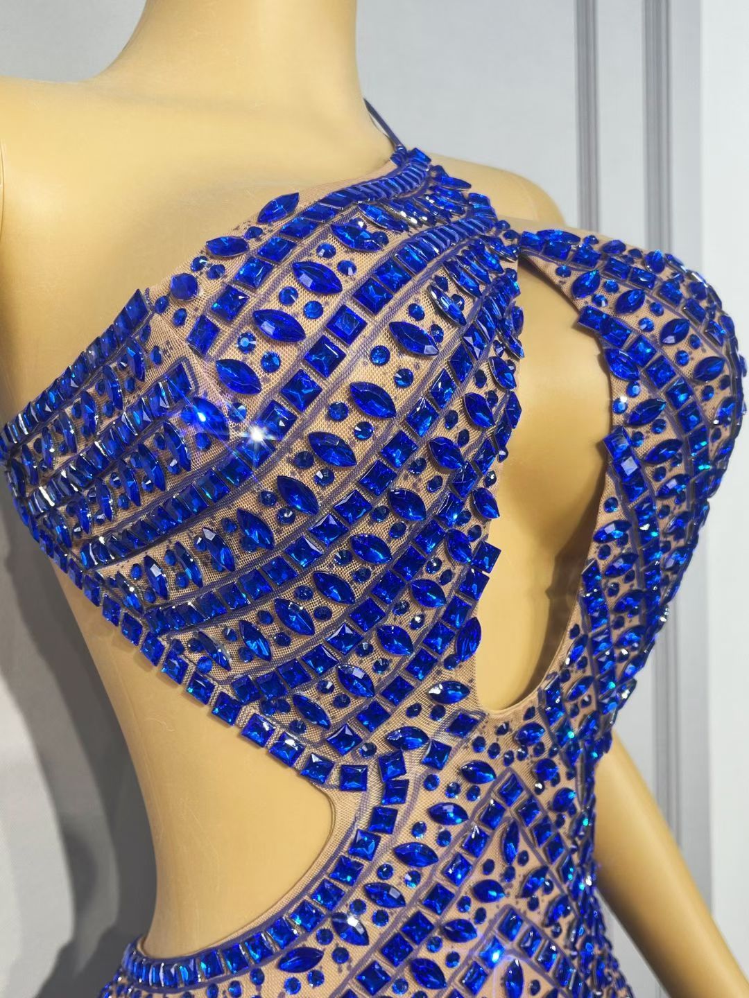 CELESINYI Lanjing Crystal Royal Blue Leotard
