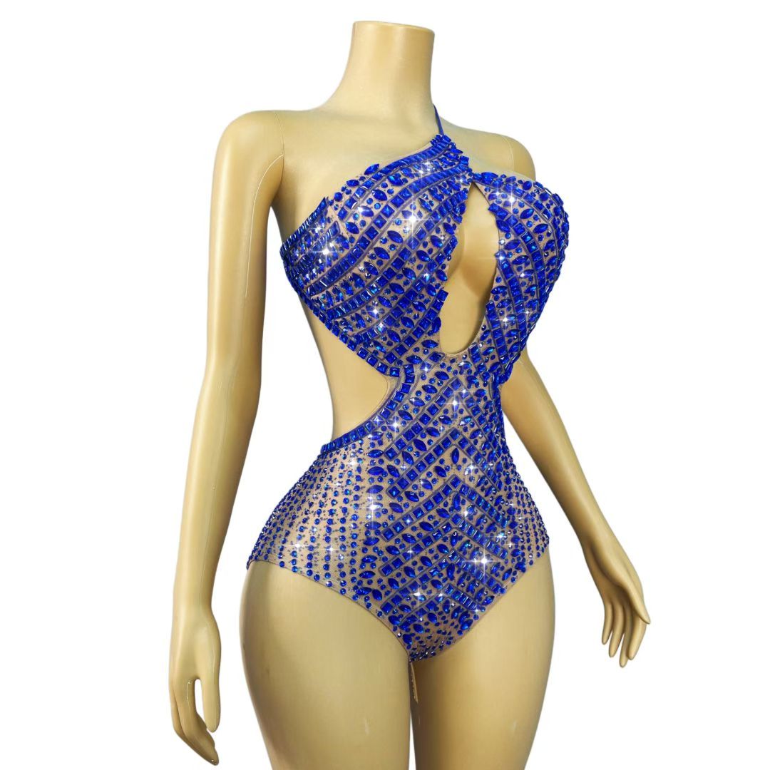 CELESINYI Lanjing Crystal Royal Blue Leotard