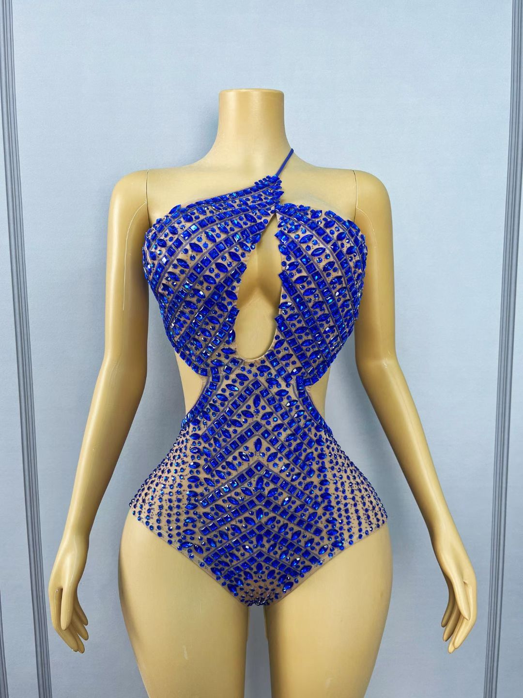 CELESINYI Lanjing Crystal Royal Blue Leotard