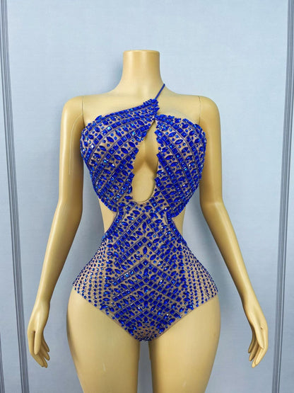 CELESINYI Lanjing Crystal Royal Blue Leotard