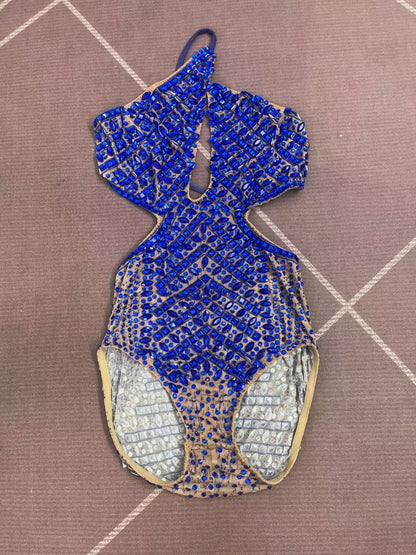 CELESINYI Lanjing Crystal Royal Blue Leotard